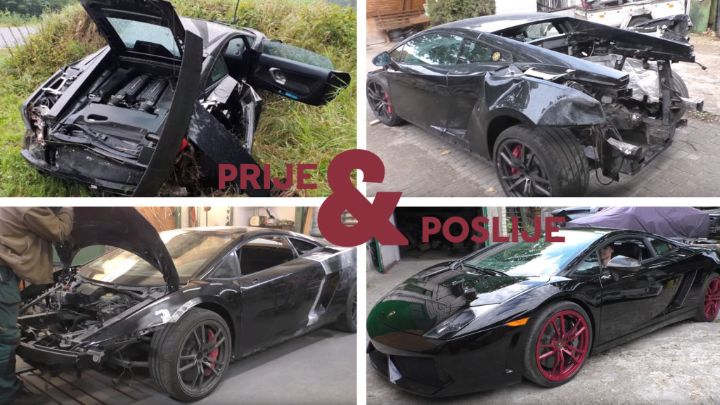 Lamborghini Gallardo prije i poslije no što se s njim u koštac uhvatio Arthur tussik "doktor" za slupane automobile.